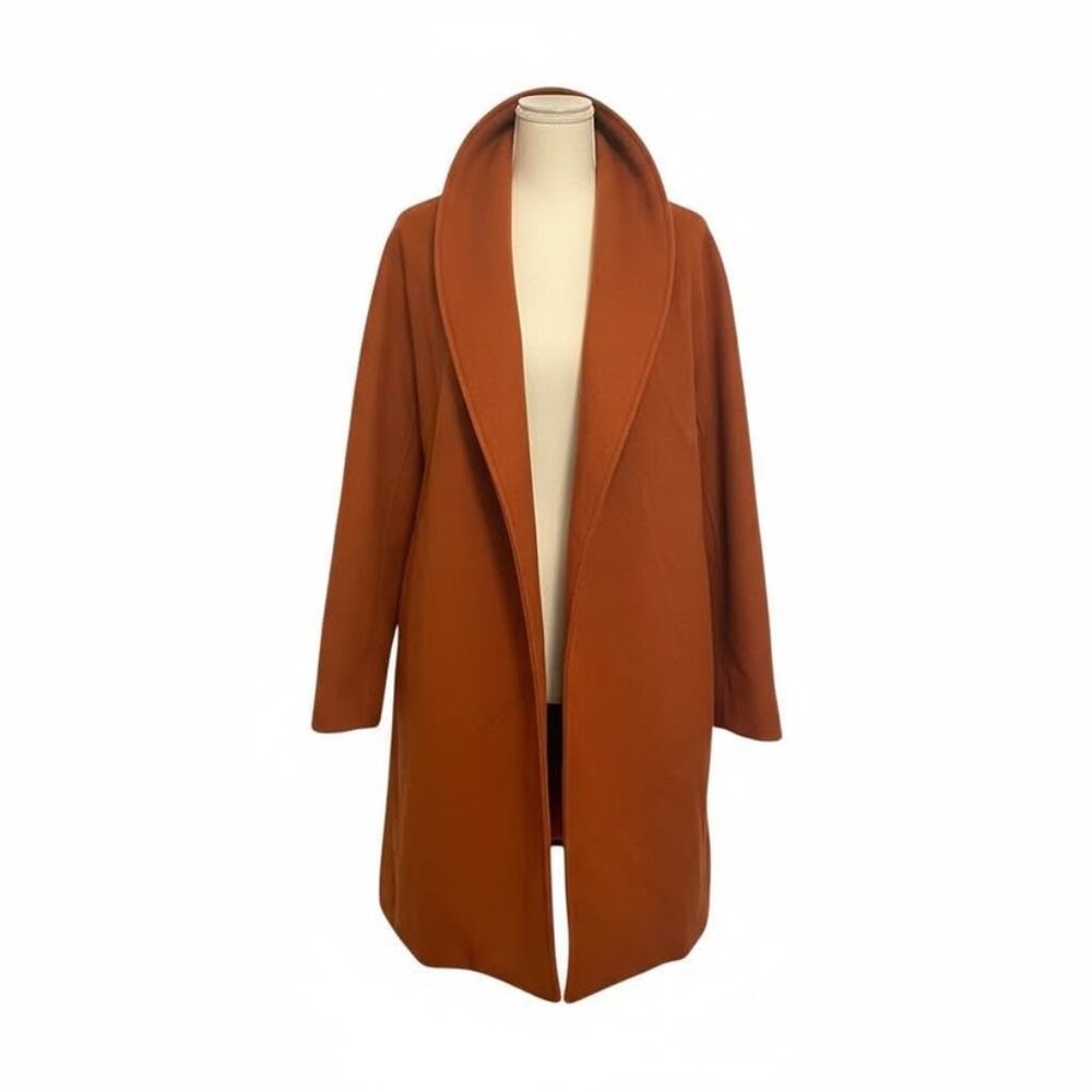 Long Cardigan-Style Coat – Rust Color, 1XL